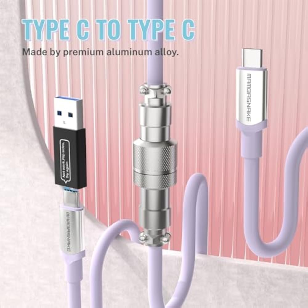 ATTACK SHARK C04-C Keyboard Cable Type-C to Type C, TPU Spring Mechanical Keyboard Cable, Custom ...