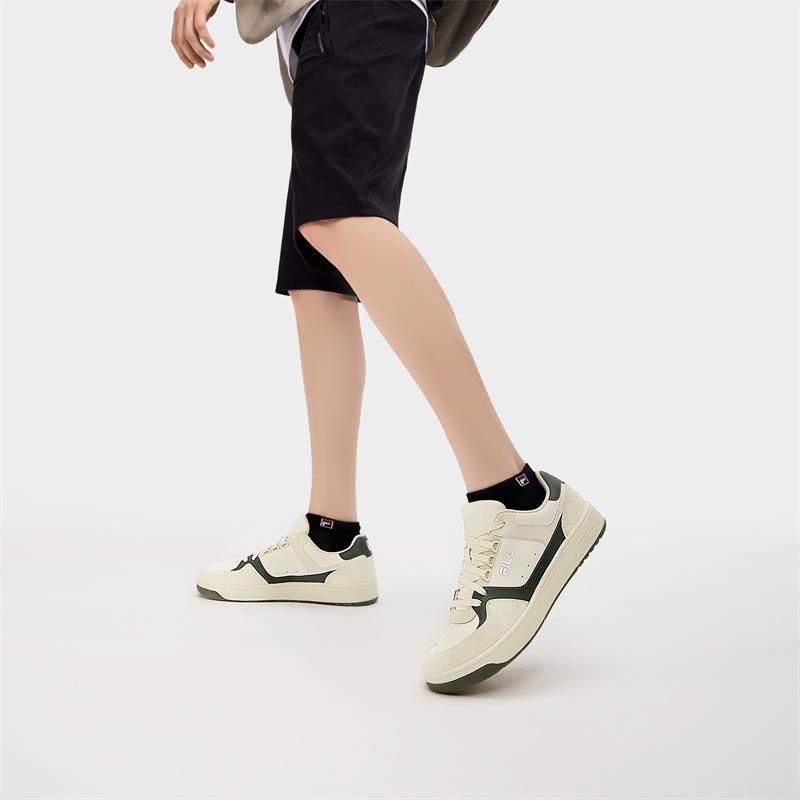 New FILA Targa Wear Resistant Low Top Skateboard Shoes Men's White Green F12M432204FGW