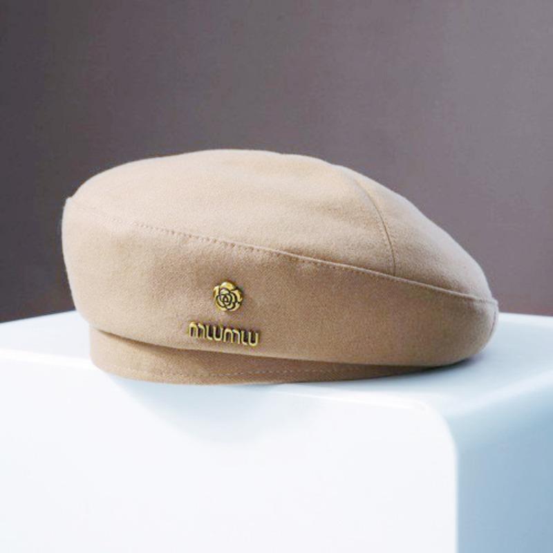 French Woolen Beret Women's Autumn and Winter New Style Showing Face Small Black Fashionable Bree Hat Trendy