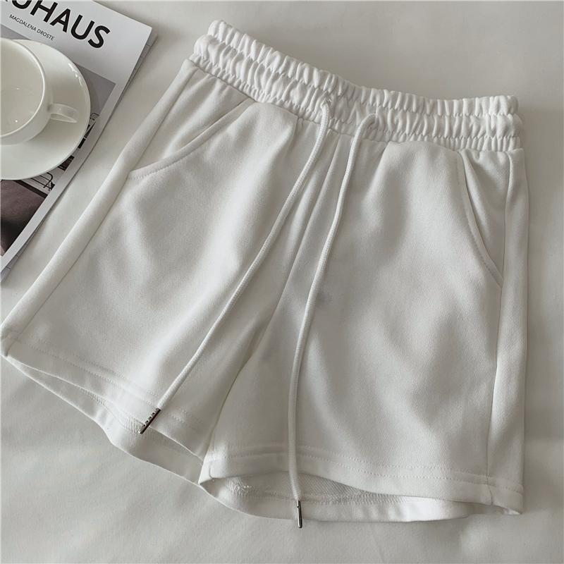 

Спортивные шорты женские летние свободные повседневные тонкие широкие брюки с высокой талией M белый