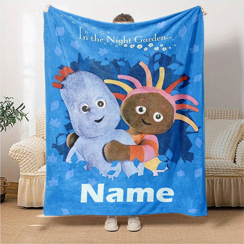 Custom Name In the Night Garden Theme Printed Blanket - Perfect for Couch, Bed, Travel & Outdoor Use | Machine Washable, Cozy & Durable.