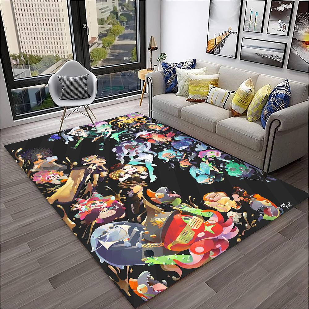 3D Games Splatoon3,PC Gamer Cartoon Carpet Rug for Home Living Room Bedroom Sofa Doormat Decor,kids Area Rug Non-slip Floor Mat