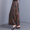 Women's Plus Size Cotton Silk Printed Wide Leg Pants, Elastic Waist Casual Summer Trousers (XL-5XL)