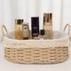 Woven Storage Basket Set of 2, Handmade Rattan Organizer with Liner, Decorative Basket for Home, Bedroom, Bathroom, Makeup, Toys, Nursery