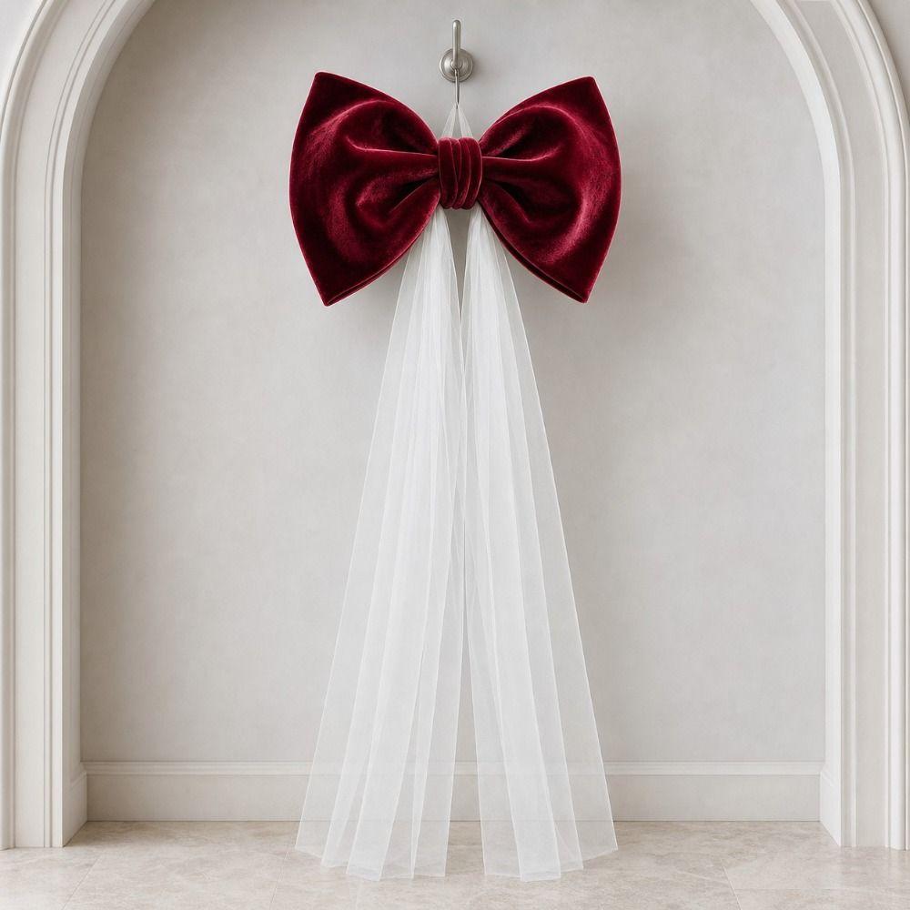 Mesh Tulle Large Velvet Christmas Bow Ornaments Christmas Wreaths Bow  Home Decor