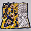 [BYSIFA] Blue Yellow Women Fashion Plaid Pattern 100% Silk Scarf Small Square Scarves Elegant Floral Ladies Hair Accessories