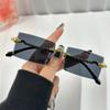 Metal Cut Edge Sunglasses New Snake Shaped Frameless Square Sunglasses Instagram Personalized Outdoor Ultraviolet-proof Glasses