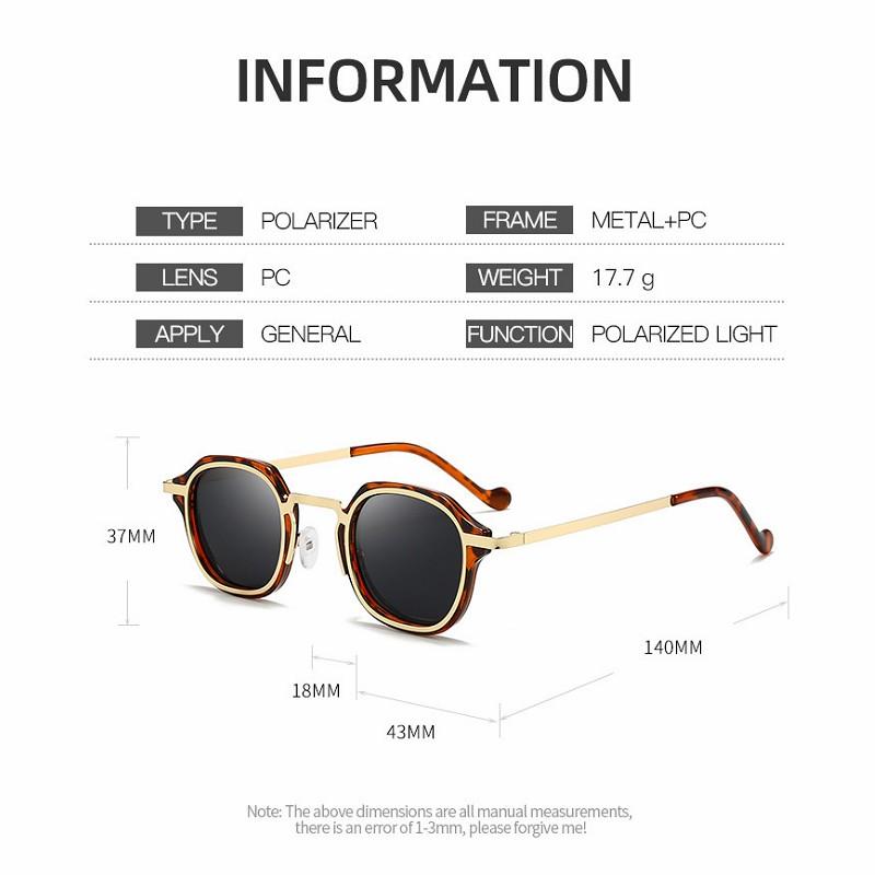 2025 Retro Steampunk Sunglass New Small Square Polarized Sun Glasses For Man Woman Metal Frame Eyewear Oculos De Sol UV400