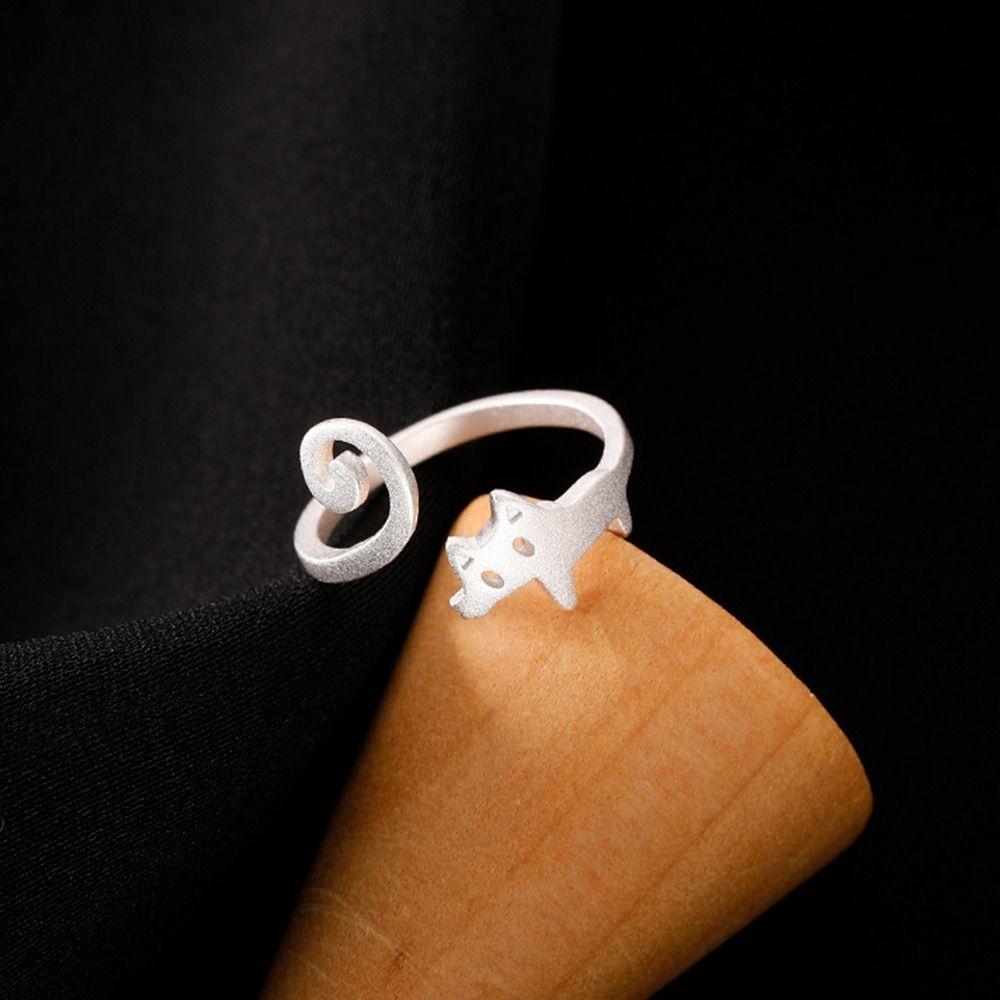 Finger Buckle Simple Open Ring Zinc Zinc Alloy Cat Ring Cute   Women