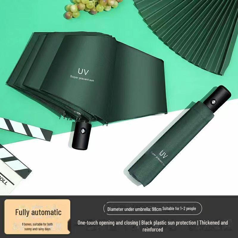 

Автоматический складной зонт в корейском стиле: 24 кости, двойное назначение: защита от солнца и дождя, большой черный дизайн