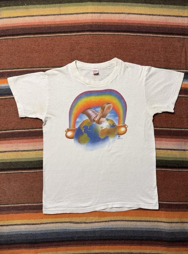 Vintage 1972 Grateful Dead Stanley Mouse Rainbow Foot Band Tee Reprint Shirt S