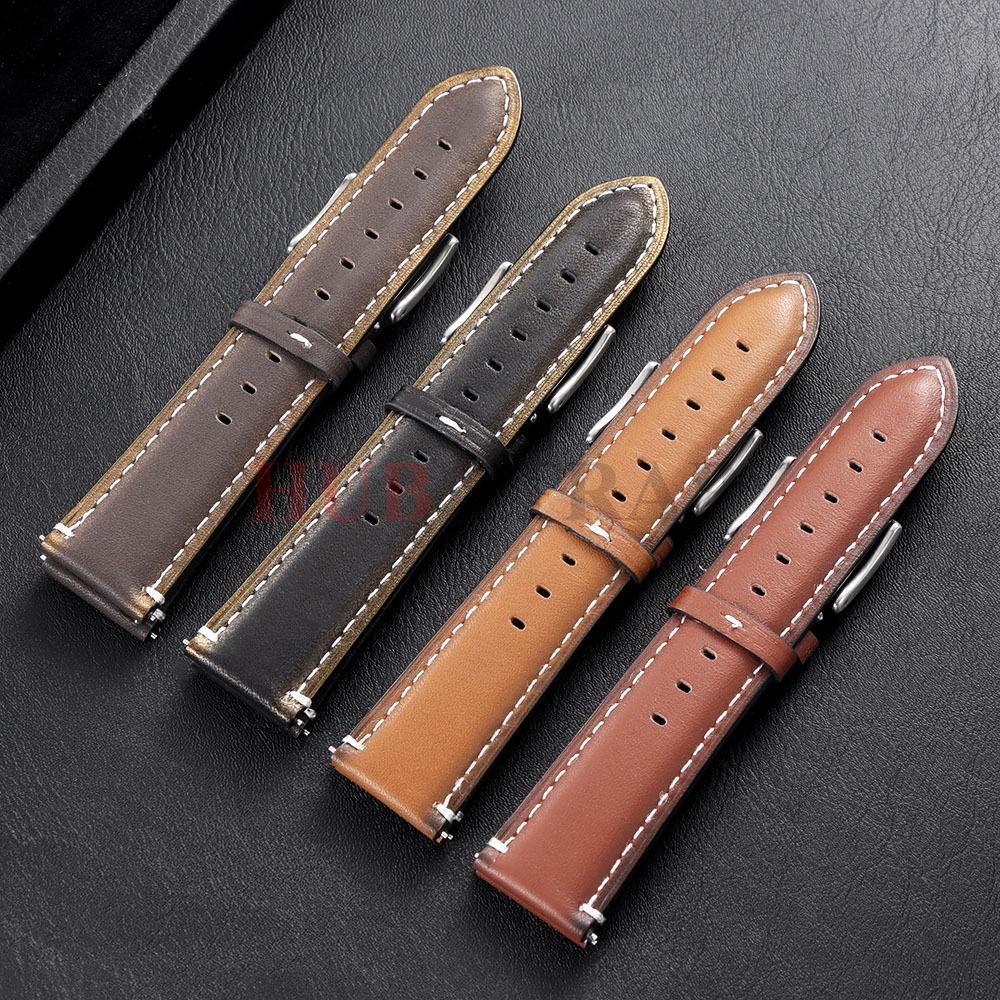 20mm 22mm Vintage Oil Wax Cowhide Watch Strap Quick Release Watch Universal Head Layer Calfskin Watchband Accessories Pin Buckle