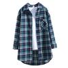 Women Plus Size Shirt with Long Classic Sleeves Single-breasted Collar Patch Pocket Loose Casual Plaid Shirt with Print Blouse