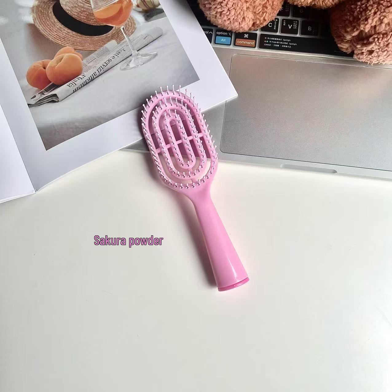 

Portable Vertical Long Handle Rib Comb for High Skull Top Fluff and Meridian Massage цвітіння вишні, рожевий колір