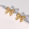 Korean High-End Stainless Steel Bow Knot Earrings for Women