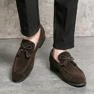 Fashion 2025 New Men's Comfortable Anti Velvet Leather Pointed Bean Shoes Fashion Brand Men's Business Banquet Brown Small Leather Shoes