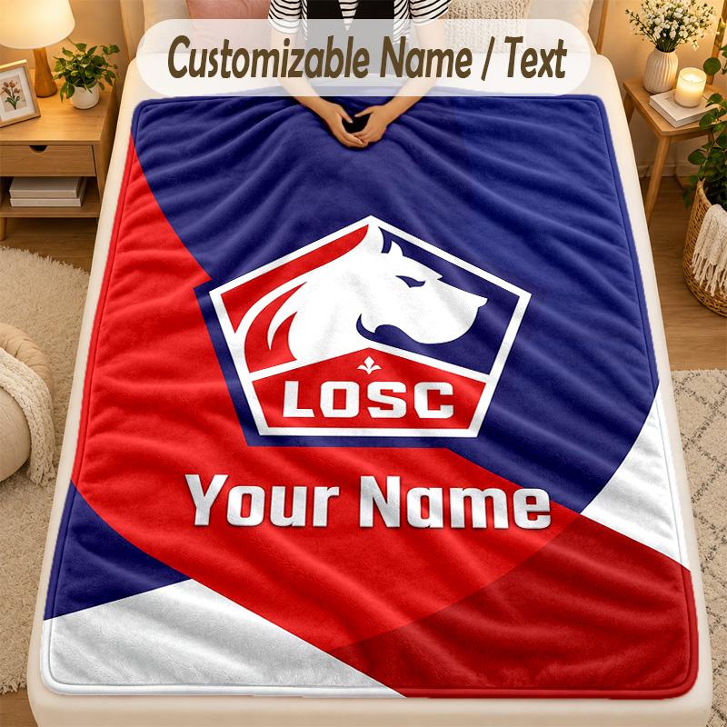 Flannel BlanketLOSC Lille Custom Name Text Personalized Soft Warm Throw Blanket Home Decor Gift
