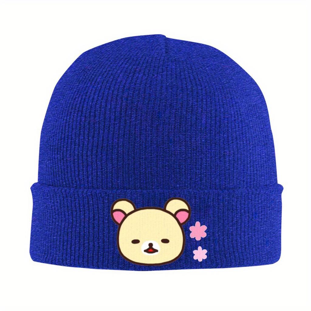 Rilakkuma Korilakkuma Beanie Hats Retro Caps Unisex Adult Kpop Skullies Beanies Winter Printed Elastic Beanie Hat