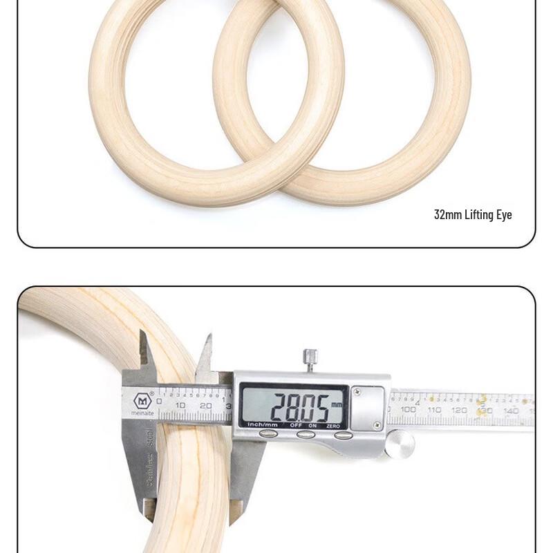 WEZHO Kids' Birch Wood Gymnastic Rings Pull-up Set
