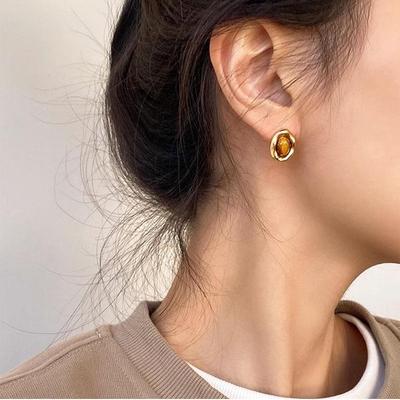 Pendientes de piedra de ojo de tigre 2023: Diseño de nicho de lujo retro para mujeres