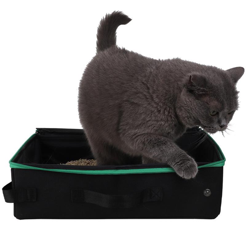 Portable Waterproof Foldable Cat Litter Box with Storage Bag