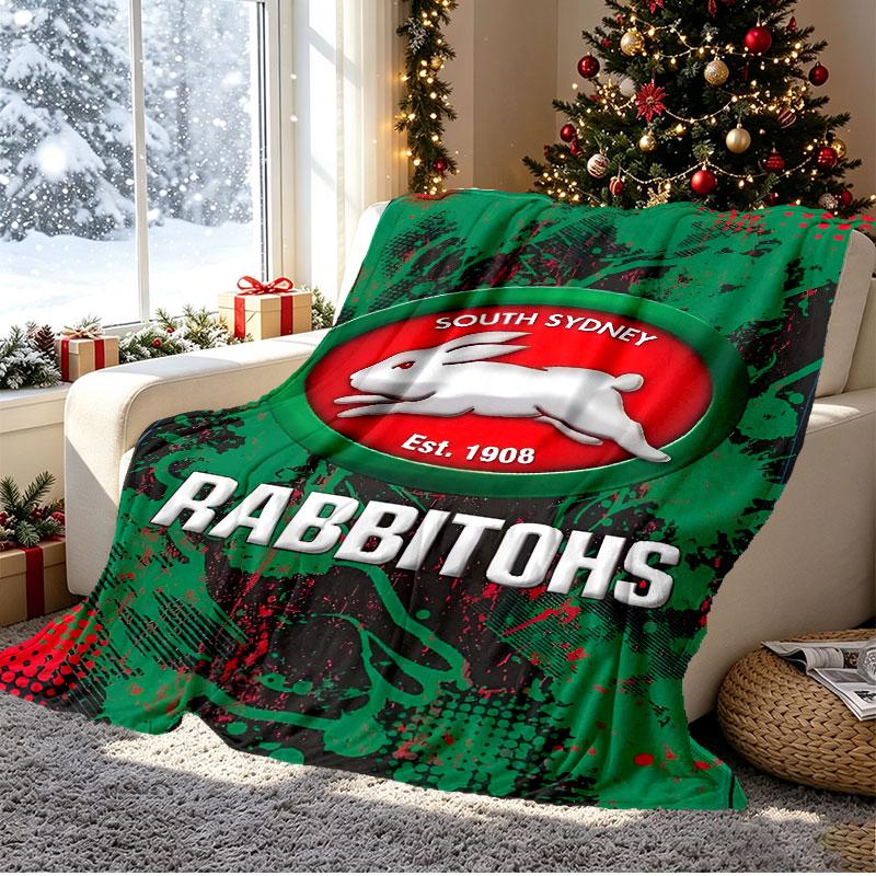 South Sydney Rabbitohs Pattern Blanket for Home Decoration, Bed, Sofa, Car Travel, Camping, Suitable for All Seasons, Birthday Christmas Gift