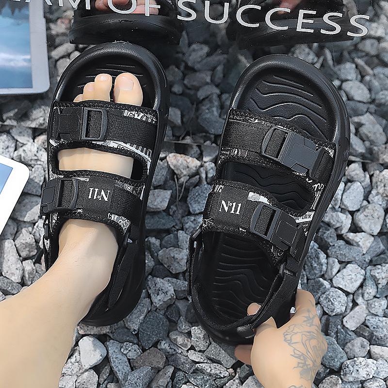 

Men s shoes 2025 summer new wear non-slip youth personalized sports soft-soled open-toed beach wading sandals 44 чёрный