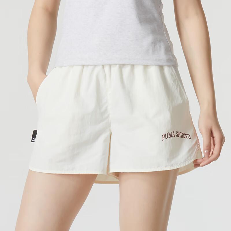Puma Solid Color Comfortable Loose Breathable Mid Waist Casual Shorts Women shorts Cream 630357-65