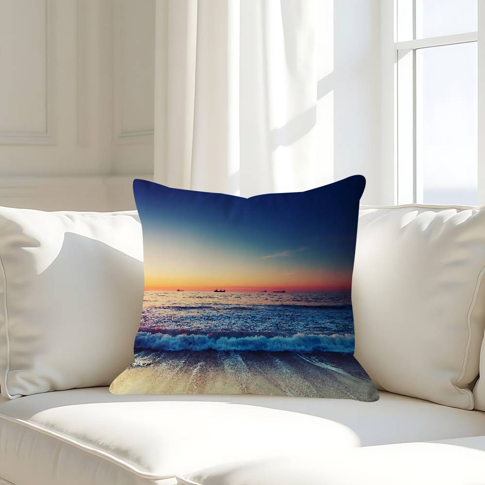 Art Beach Pillow Case Removable Washable Cushion Cover – All-Season Soft Linen