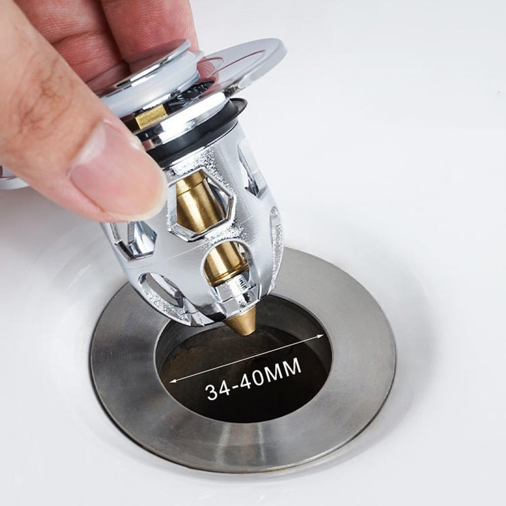 Universal Popup Sink Plug Drain Strainer Drain Fitting Plug for Countertop Sinks with Anti-Clogging Strainer Durable