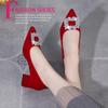Fashion rhinestone Women's Shoes 2025 luxury woman shoes Square heel High Heels shoes Designer Brand Pumps Pointed toe Comfortable
