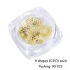 90Pcs/Set Nail Flake Snowflake Effect Non-Fading ABS Gold Color Art Decoration Mixed DIY