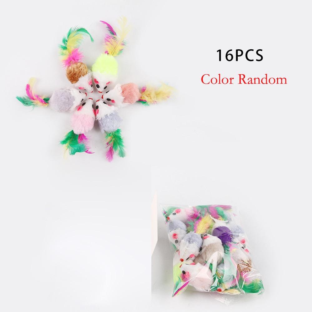 4/16/32/48PCS Bite Resistance False Mouse Pet Cat Simulation Color Kitten Cat Toy Cat Funny Playing Indoor Cat Game Supplies