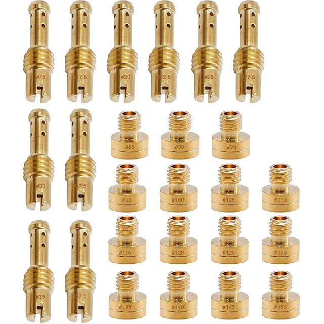 25 Pcs Carburetor Main Jet Kit Replacement for Mikuni VM22 VM24 VM26 Carburetor Used on 125cc 150cc 200cc 250cc Engine Motorcycle Dirt Pit Bike (25