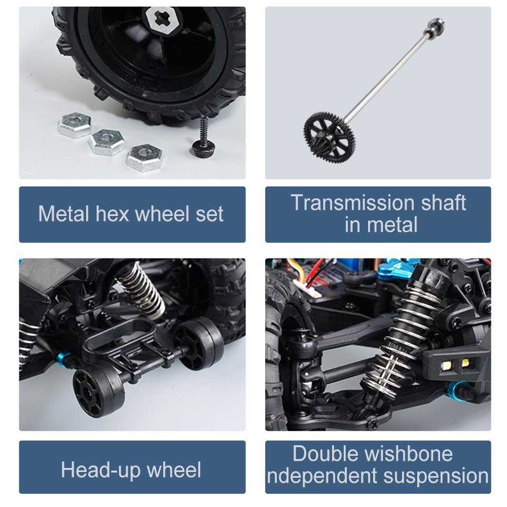 2.4G Remote Control High-Speed Off-Road Pickup Truck with Lights, Speed Up to 38KM/H, Stepless Speed Change Model Car.