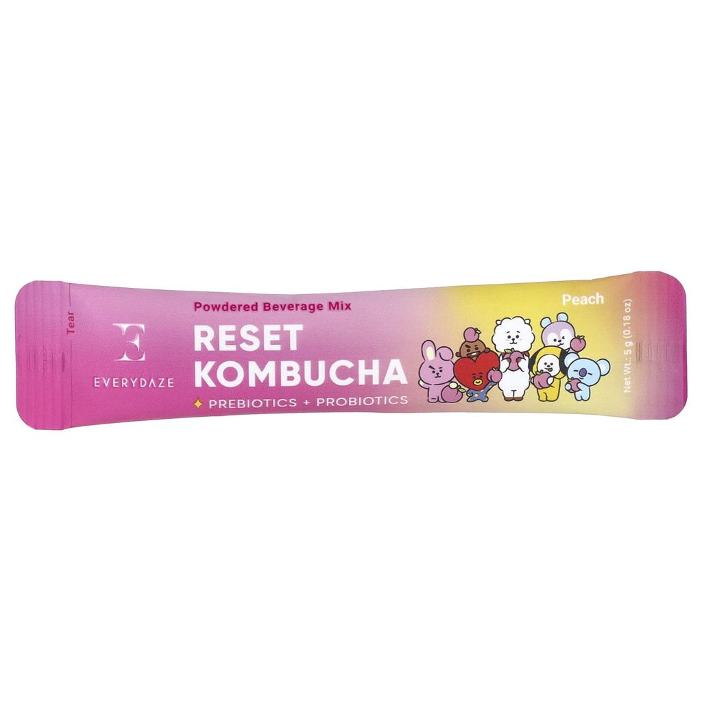 Reset Kombucha, Powdered Drink Mix, Peach, 10 Packets, 5G (0.18Oz) Each