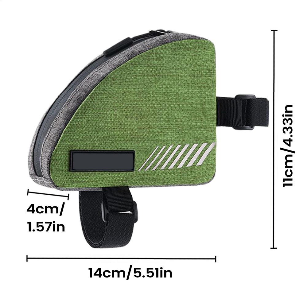 Bike Frame Bag 0.4L Triangle Storage Pouch Reflective Bicycle Front Frame Bag For Men Women Travel Hiking Mountain Road bicycle зелёный