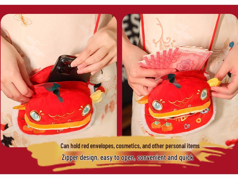 New Year Cat Koi Lucky Bag: Children's Red Envelope Crossbody Gift