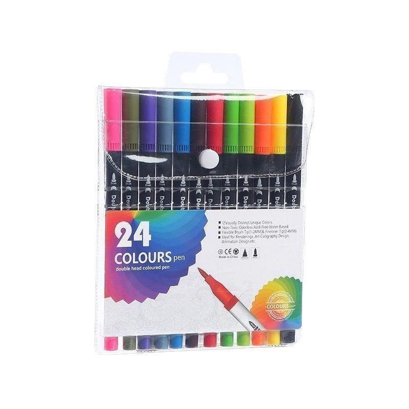Pennarelli Artistici Doppia Punta, Pennello & Punta Fine, Adatti per Artisti per Colorare con Pennello & Punta Fine, Per Uso Professionale