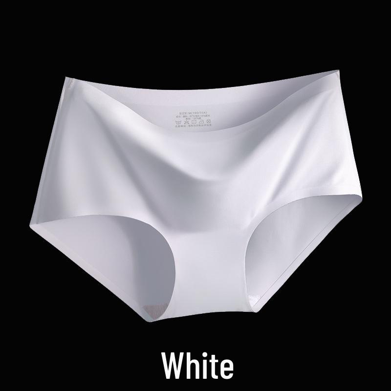 Seamless Ice Silk Women's Underwear - Mid-Low Waist, Pure Cotton Gusset, Candy Color Briefs