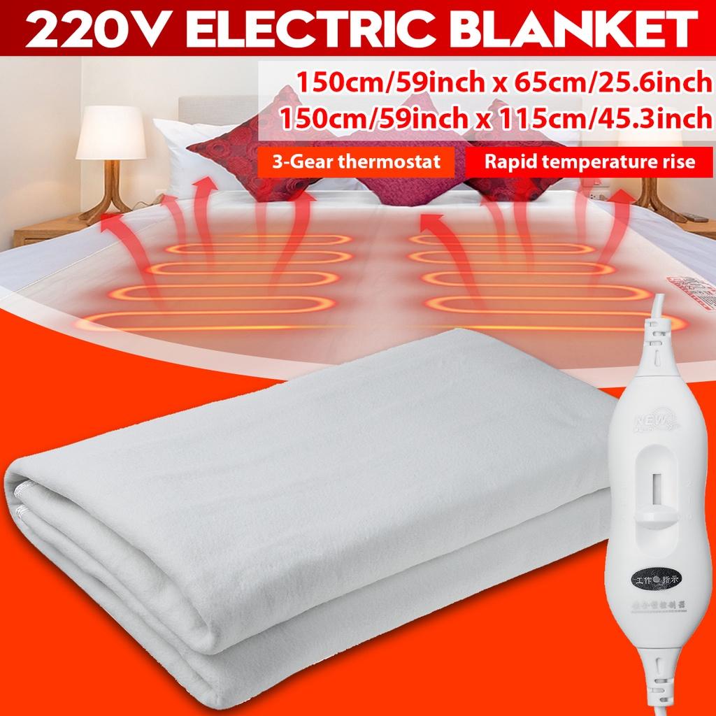 White 220V Electric Heated Blanket Fast Heating Adjustable Electric Heating Blanket Temperature Controller