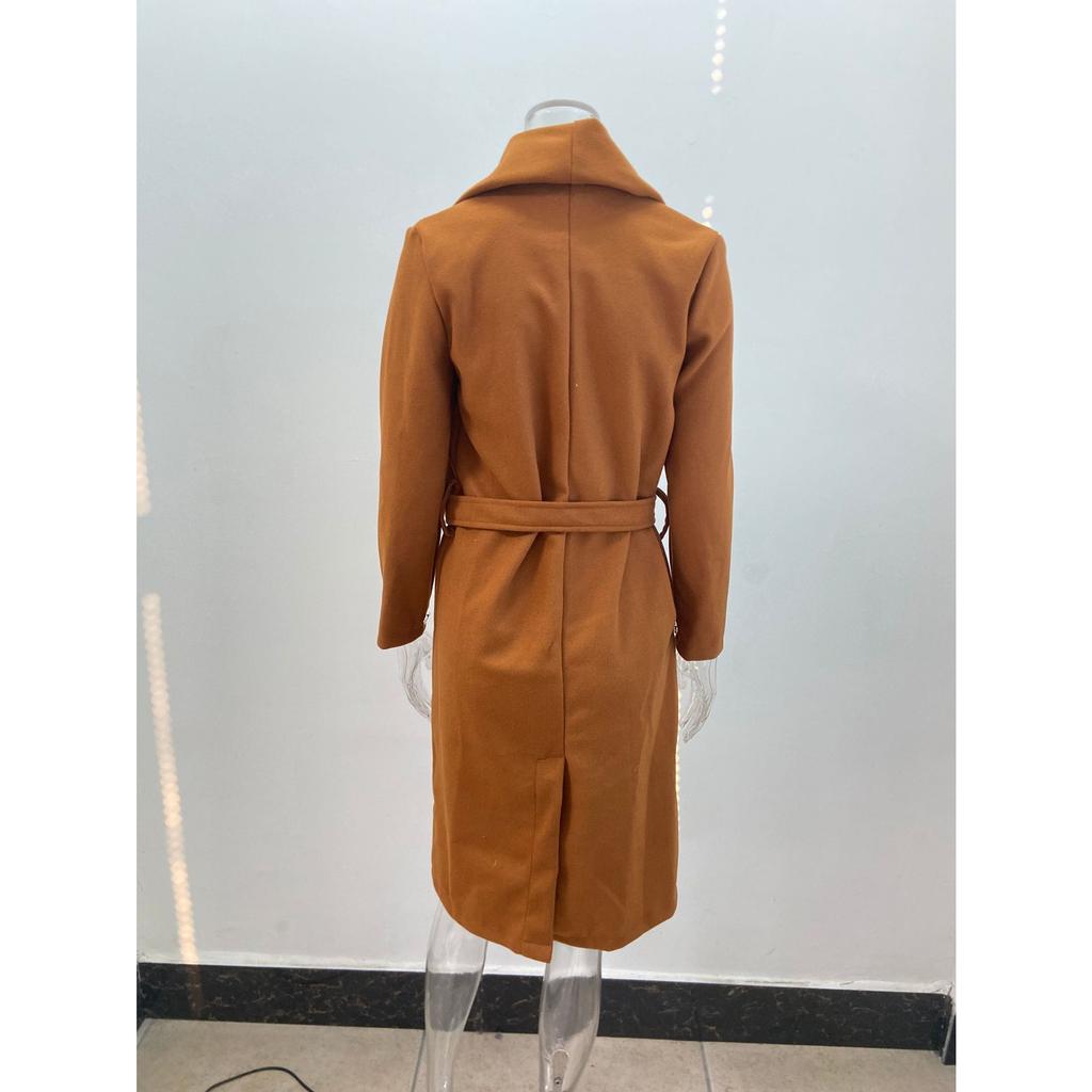 French-Inspired Wool Wrap Coat 2025 - V-Neck Single Breasted Coatigan W/ Cinched Belt, Tailored Fully Lined Outerwear for Office To Gala