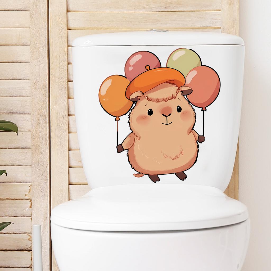 Cute Cartoon Guinea Pig Toilet Sticker Self-Adhesive Removable for Bathroom Home Decor