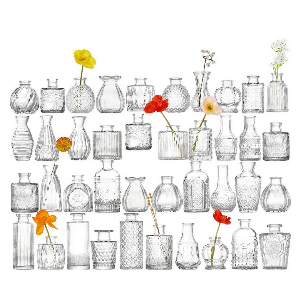 Small Flower Vase Clear Decorative Vase Clear Glass Bud Vases for Home Wedding Table Decorations