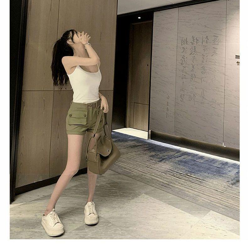 

Women s Spicy Girl White Cotton Camisole with Chest Pads - Versatile Base Layer Tank Top for Summer S [70-90 lbs] High Quality
