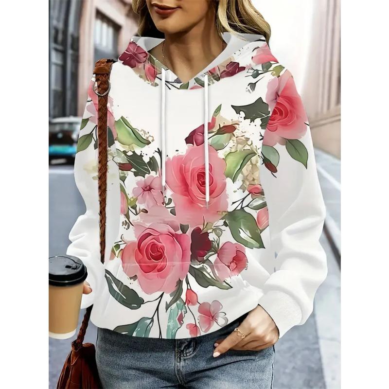 Winter Ladies 3D Flower Printed Hooded Sweater Hoodies & Sweatshirts (women’s)