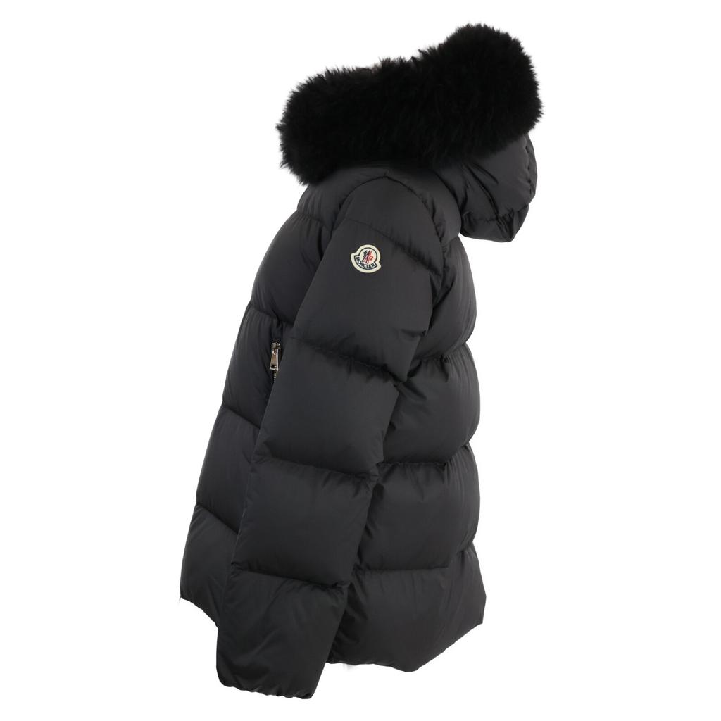 Moncler [Buen estado/24 años] Sudadera con capucha de pelo LAICHEFUR chaqueta corta de plumón 1 negro Usado