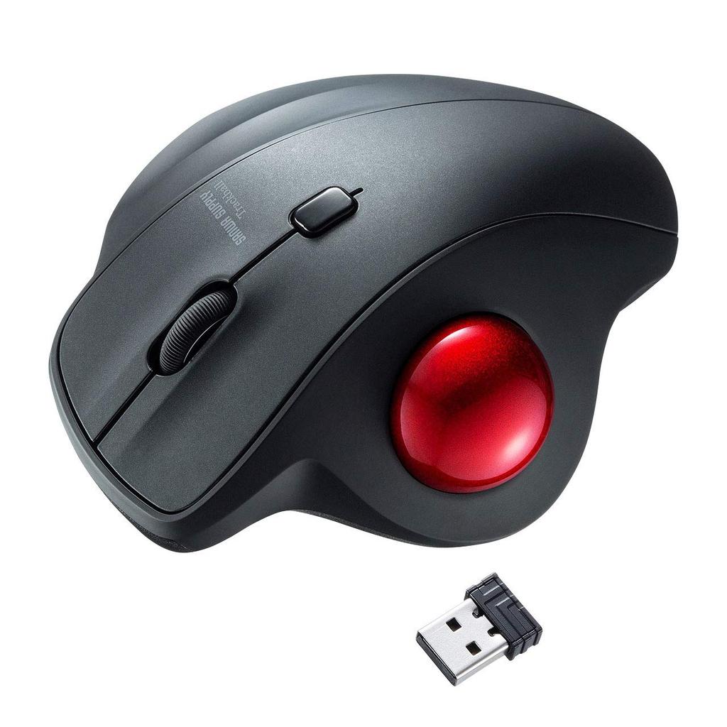 Sanwa Supply Wireless Trackball, Quiet, 3-Button, Optical, MA-WTB129BK