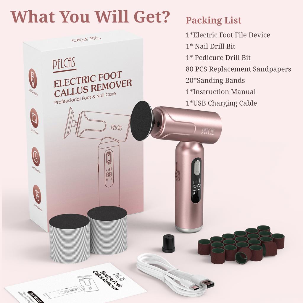 New Design Mini Portable Rechargeable Electric Long Handle Foot Polishing Machine Dead Skin Grinder Feet Care Pedicure Tools