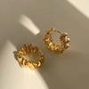Vintage Metal Irregular Wavy Pleated Hoop Earrings For Women 2024 New Trendy Design Geometric Temperament Earrings Jewelry